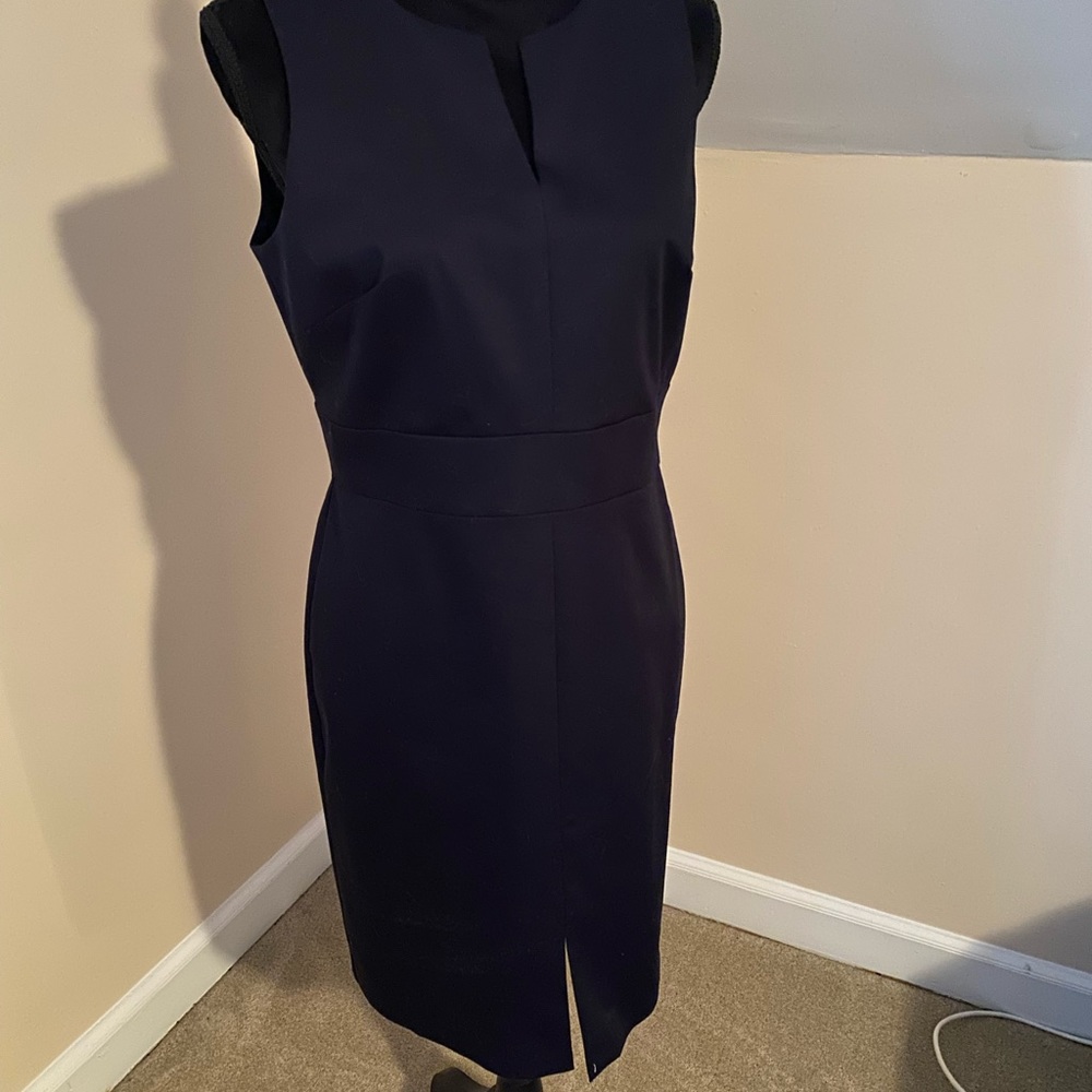 NWT Classic Sheath Dress: Navy - 10 Petite